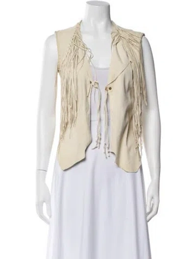 Pre-owned Roberto Cavalli Leather Striped Vest W/ Tags In Neutral