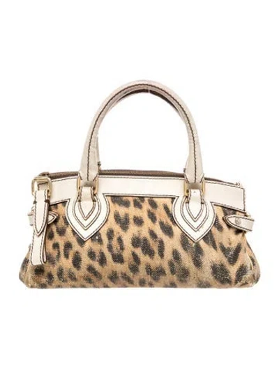 Pre-owned Roberto Cavalli Leather Top Handle Bag In Neutrals
