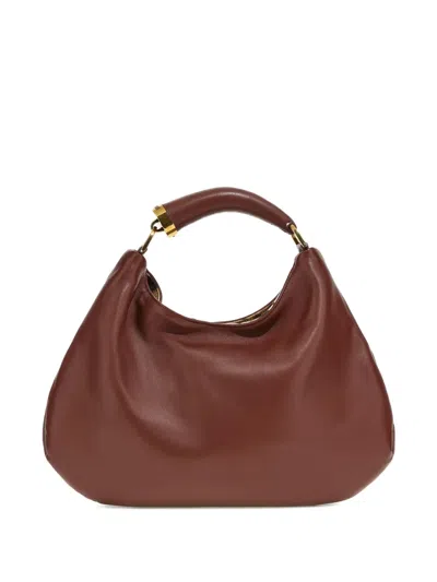 Roberto Cavalli Leather Top-handle Shoulder Bag In Brown