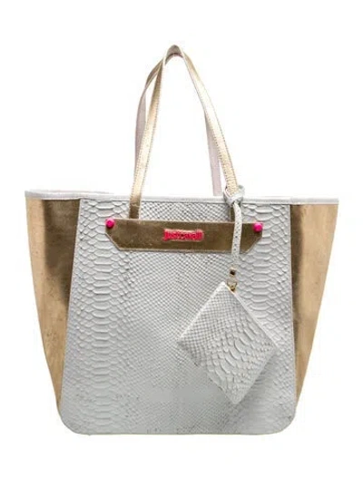Pre-owned Roberto Cavalli Leather Tote In White