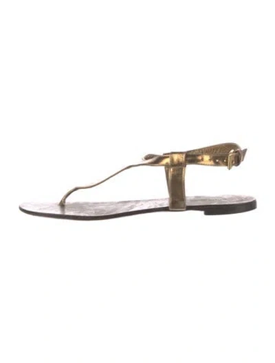 Pre-owned Roberto Cavalli Leather T-strap Sandals In Silver