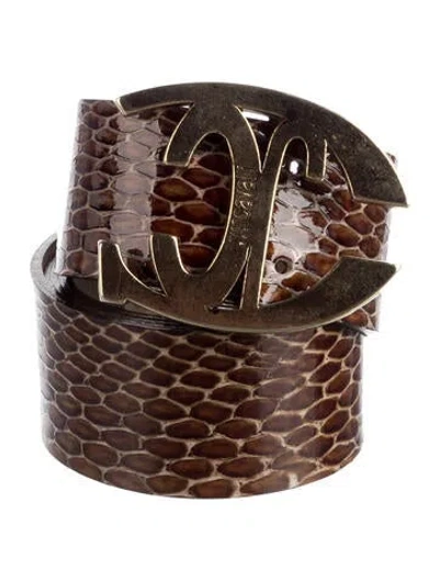 Pre-owned Roberto Cavalli Leather Waist Belt In Brown