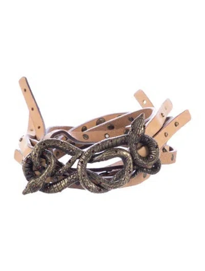 Pre-owned Roberto Cavalli Leather Waist Belt In Brown