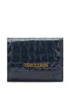 Roberto Cavalli Cardholder With Crocodile Print In Blue