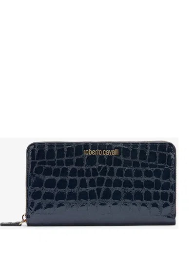 Roberto Cavalli Leather Wallet In Blue