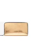 Roberto Cavalli Zip-around Wallet With Snake Print In Gold