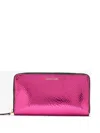 Roberto Cavalli Zip-around Wallet With Snake Print In Pink