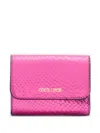 Roberto Cavalli Snake Scale-effect Metallic Wallet In Pink