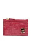 Roberto Cavalli Crocodile-effect Coin Purse In Pink