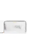 Roberto Cavalli Zip-around Wallet With Snake Print In Silver