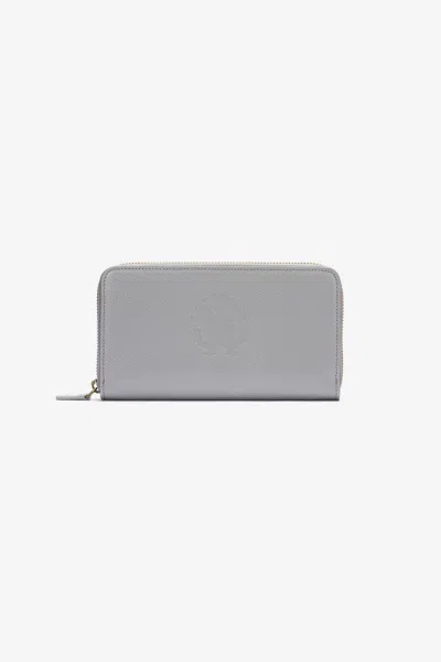 Roberto Cavalli Leather Wallet With Monogram Rc In Gray