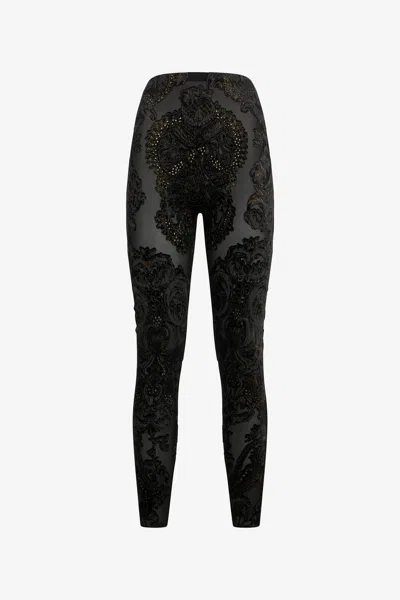 Roberto Cavalli Ornamental-print Leggings In Black