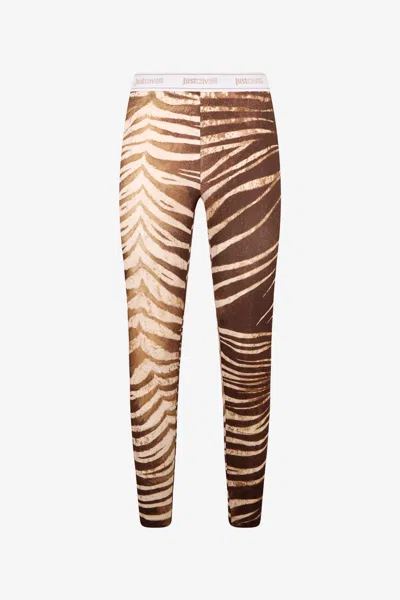 Roberto Cavalli Natural Barb Print Leggings In Nude