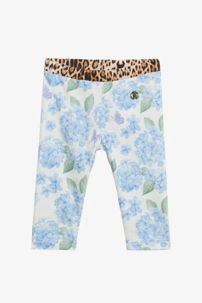 Roberto Cavalli Leggings With New Heritage Print In Blue