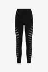 Roberto Cavalli Leggings With Perforated Python Pattern In Black