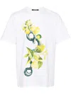 Roberto Cavalli Lemon And Snake-print T-shirt In 白色
