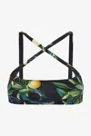 Roberto Cavalli Lemon Print Bandeau Bikini In Black