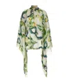 Roberto Cavalli Lemon-print Elongated-sleeve Blouse In Nude