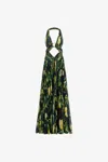 Roberto Cavalli Cut-out Lemon-print Maxi Dress In Black