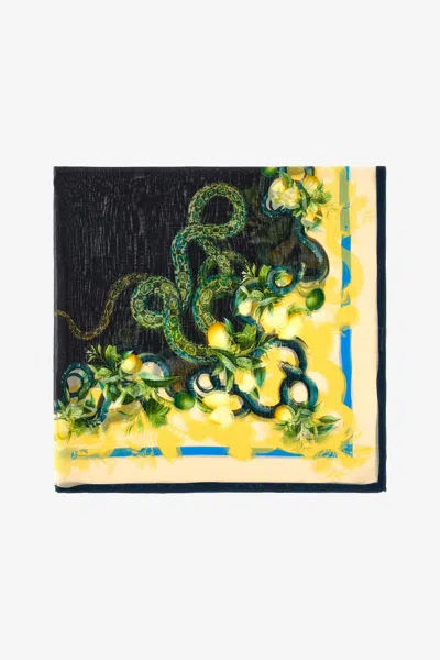 Roberto Cavalli Lemon Print Scarf In Multi