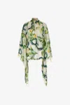 Roberto Cavalli Lemon-print Elongated-sleeve Blouse In Ivory