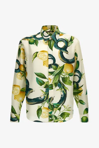 Roberto Cavalli Lemon Print Shirt In Ivory