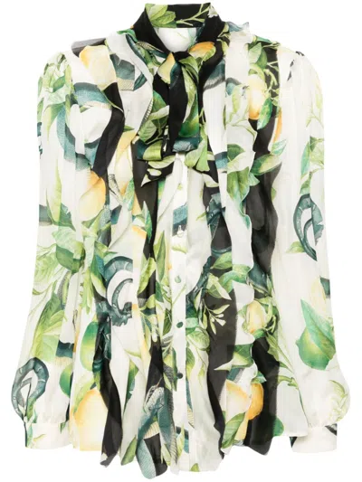 ROBERTO CAVALLI LEMON-PRINT SILK SHIRT