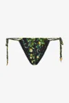 Roberto Cavalli Lemon-print Tie-side Biquini Bottom In Black
