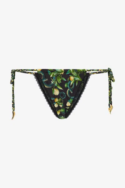 Roberto Cavalli Lemon Print Swim Briefs In Black