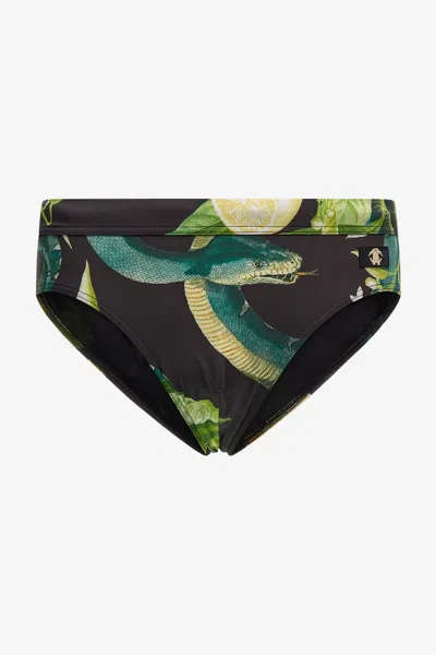 Roberto Cavalli Lemon Print Swim Briefs In Black