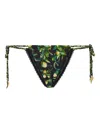 Roberto Cavalli Lemon-print Tie-side Biquini Bottom In Green