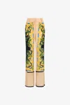 Roberto Cavalli Lemon Snake Print Pants In Light Brown