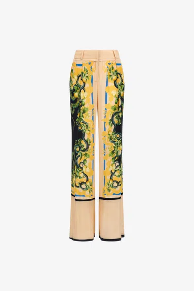 Roberto Cavalli Lemon Snake Print Pants In Brown