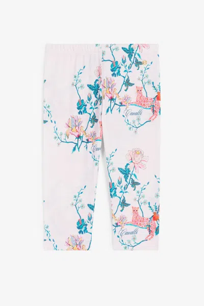 Roberto Cavalli Leopard And Flower-print Cotton Leggings In Pink