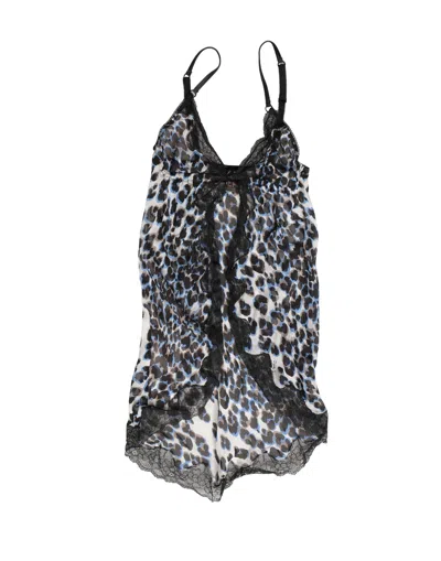 Roberto Cavalli Multicolor Leopard Babydoll Chemise Underwear In Black
