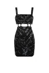 Roberto Cavalli Leopard Bead-embellished Mini Dress In Black