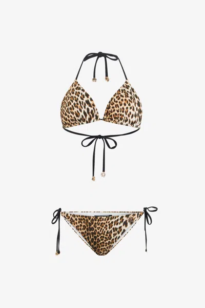 Roberto Cavalli Leopard Print Bikini In Animal Print