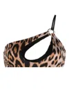 Roberto Cavalli Leopard-print Single-shoulder Bikini Top In Neutrals