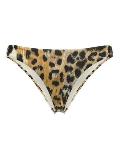 Roberto Cavalli Leopard-print Biquini Button In Brown
