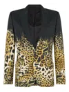 Roberto Cavalli Leopard-print Blazer In Black