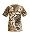 Roberto Cavalli Leopard-print Cotton T-shirt In Multicolor