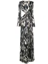 Roberto Cavalli Leopard-print Cut-out Maxi Dress In White