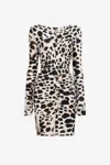 Roberto Cavalli Leopard Print Cut-out Minidress In Black/white