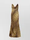 Roberto Cavalli Leopard Print Draped Dress With Open Back In Animal Print