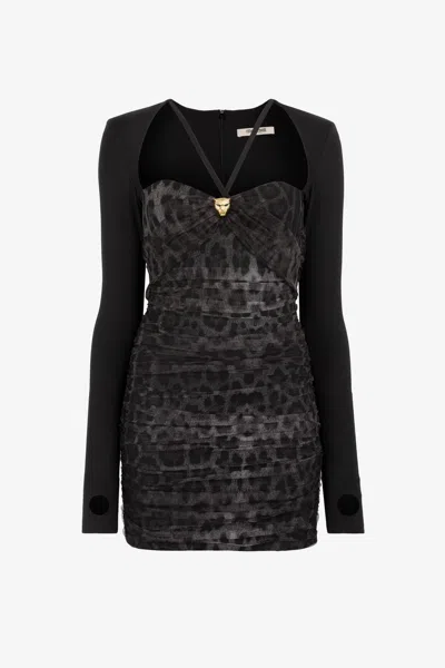Roberto Cavalli Leopard-print Dress In Black