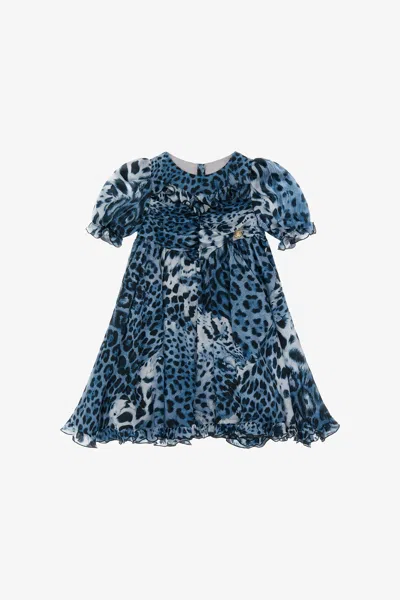 Roberto Cavalli Leopard Print Dress In Jaguarskin Blue