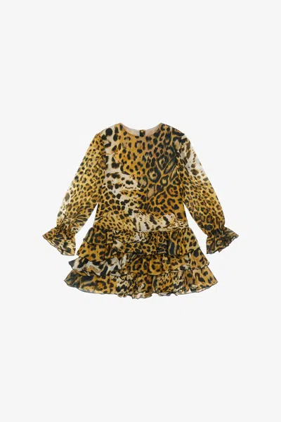 Roberto Cavalli Leopard-print Dress In Light Brown