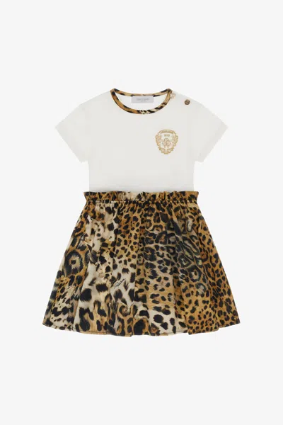 Roberto Cavalli Kids' Leopard-print Dress In Light Brown