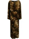 Roberto Cavalli Leopard-print Embellished Maxi Dress In Brown