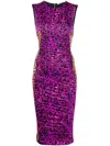 Roberto Cavalli Leopard-print Fitted Dress In Pink